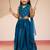 girls' Turquoise satin lehenga set with embroidery - navratri collection