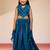 girls' Turquoise satin lehenga set with embroidery - navratri collection