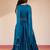 girls' Turquoise satin lehenga set with embroidery - navratri collection