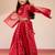 Vastramay girls red viscose lehenga set - traditional embroidered festive outfit for navratri & durga puja