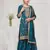 Dark aqua blue color embroideried faux chiffon semi stitched salwar suit