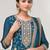 Dark aqua blue color embroideried faux chiffon semi stitched salwar suit