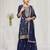Navy blue blue color embroideried faux chiffon semi stitched salwar suit