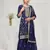 Navy blue blue color embroideried faux chiffon semi stitched salwar suit