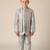 Grey embroidered open jacket indo western set for boys