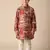Orange printed polyster kurta set for boys