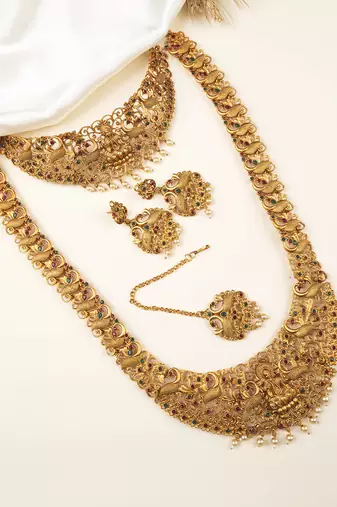 Gold plated goddess semibridal necklace set