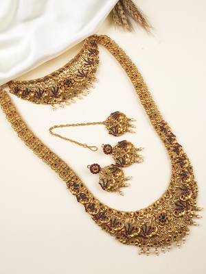 Gold plated flower semibridal necklace set 1