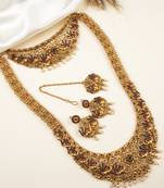 Gold plated flower semibridal necklace set