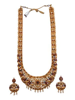 Gold plated flower semibridal necklace set 2
