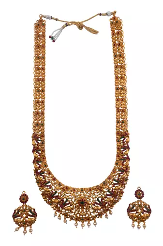 Gold plated flower semibridal necklace set