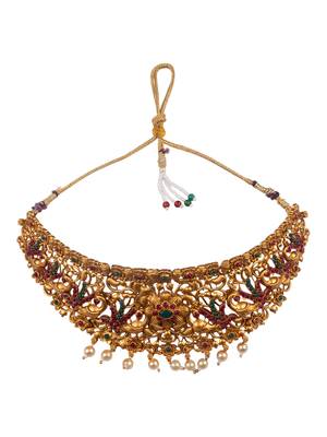 Gold plated flower semibridal necklace set 3