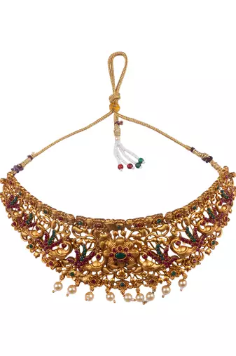 Gold plated flower semibridal necklace set