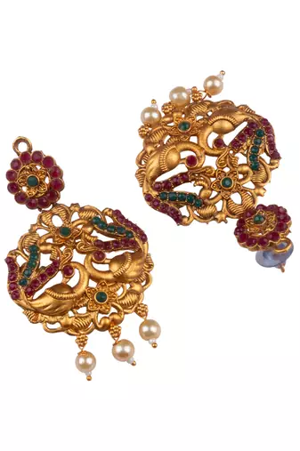 Gold plated flower semibridal necklace set