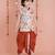 cotton sleeveless printed kurta and solid dhoti - Multicolor