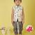 cotton sleeveless printed kurta and solid dhoti - cream