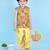 cotton sleeveless printed kurta and solid dhoti - yellow
