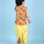 cotton sleeveless printed kurta and solid dhoti - yellow