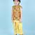 cotton sleeveless printed kurta and solid dhoti - yellow
