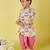 cotton full sleeves printed kurta and solid dhoti - pink