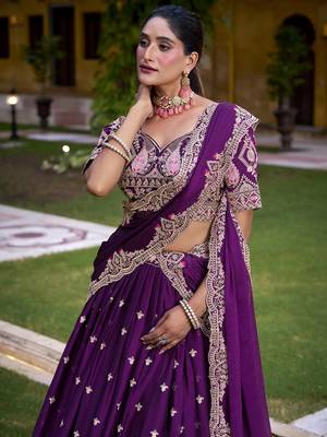 Purple sequin thread lehenga Choli 3