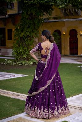 Purple sequin thread lehenga Choli 4