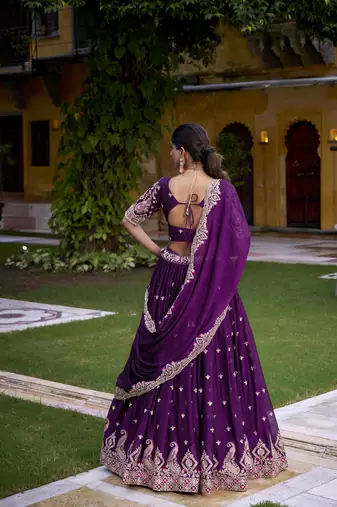 Purple sequin thread lehenga Choli
