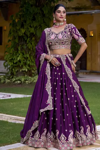 Purple sequin thread lehenga Choli