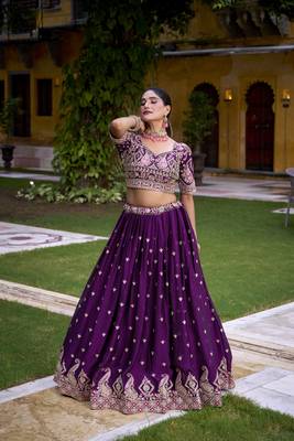 Purple sequin thread lehenga Choli 6
