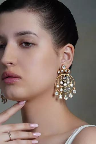Gold plated kundan earrings