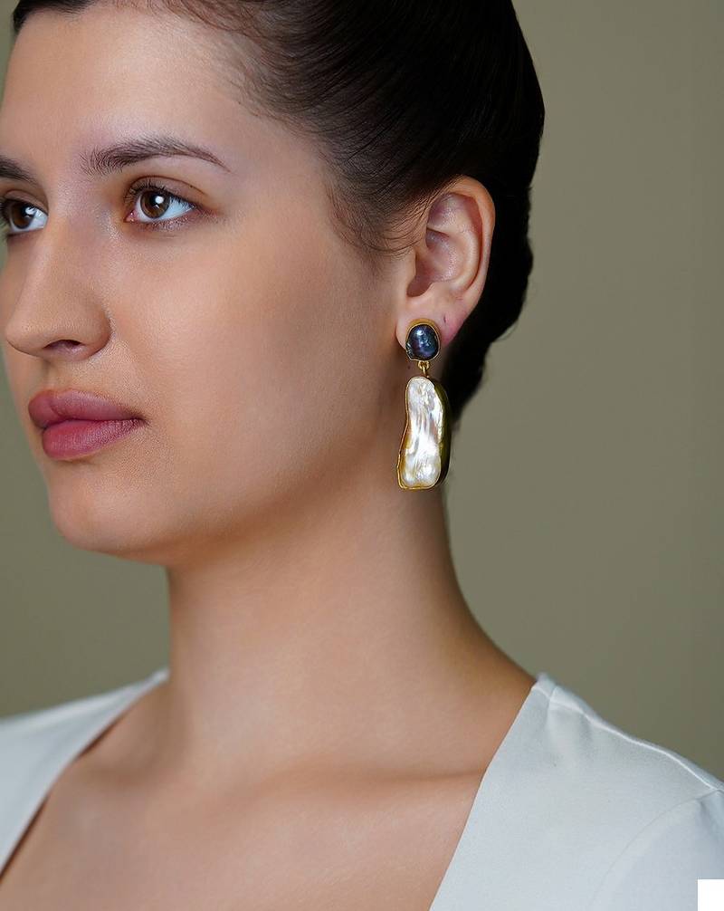 Gold plated blue stone earrings