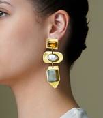 Gold plated green stone earrings