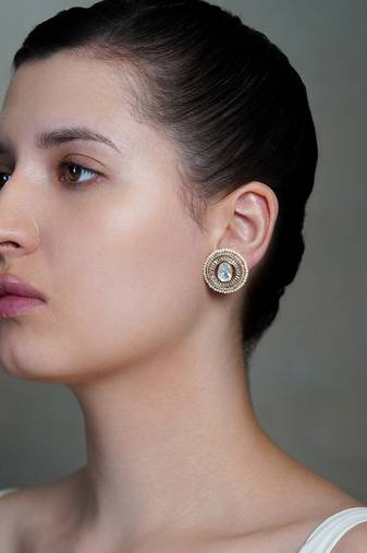 Gold plated kundan stud earrings
