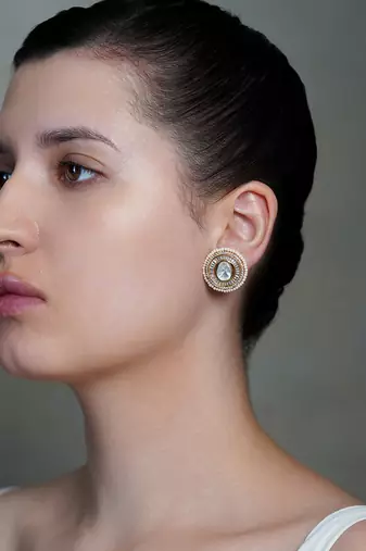 Gold plated kundan stud earrings