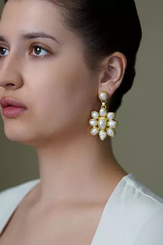 Gold plated kundan earrings