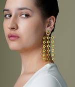 Gold plated green stone earrings