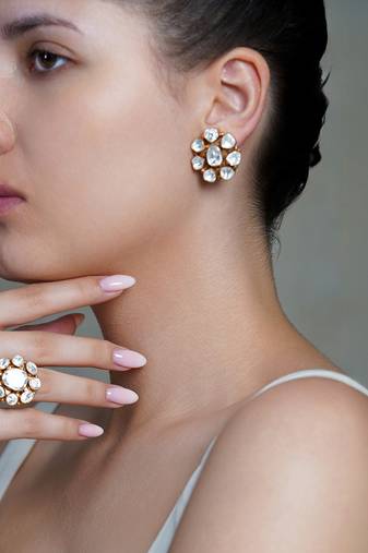 Gold plated kundan earrings