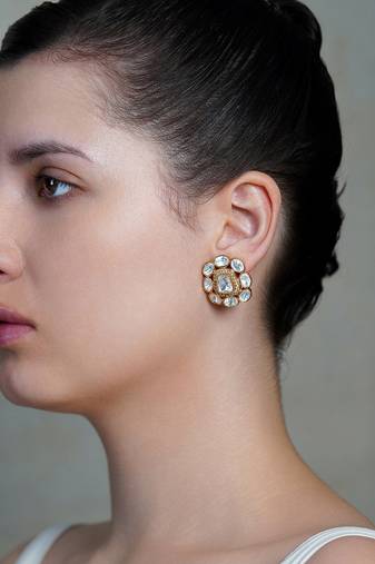 Gold plated kundan earrings