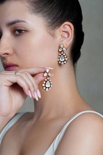 Gold plated kundan earrings