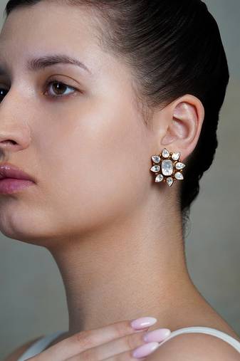 Gold plated kundan earrings
