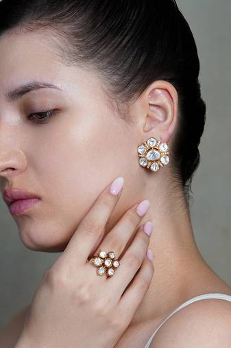Gold plated kundan earrings