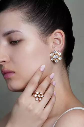Gold plated kundan earrings