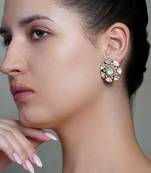 Gold plated kundan stud earrings