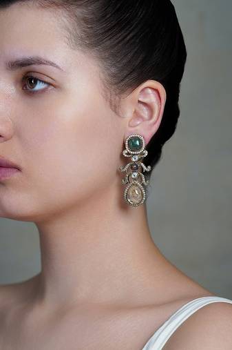 Gold plated kundan multicolor earrings