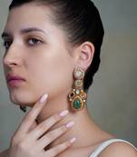 Gold plated kundan multicolor earrings
