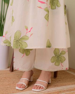 White  women embroidery reyon anarkali kurti withtrouser 3