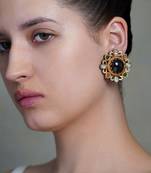 Gold plated kundan multicolor stud earrings