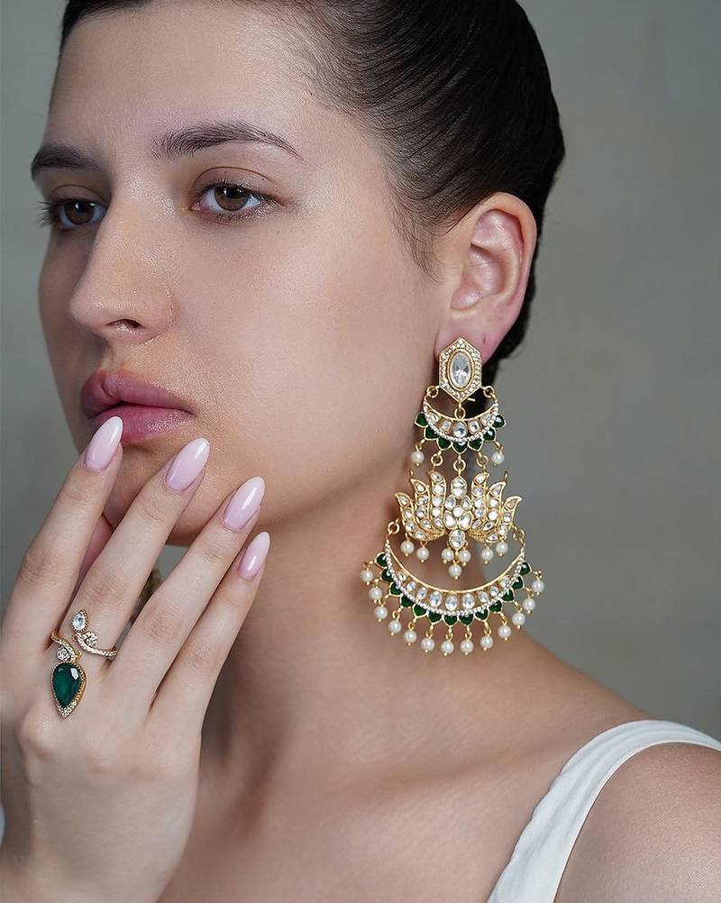 Gold plated kundan earrings