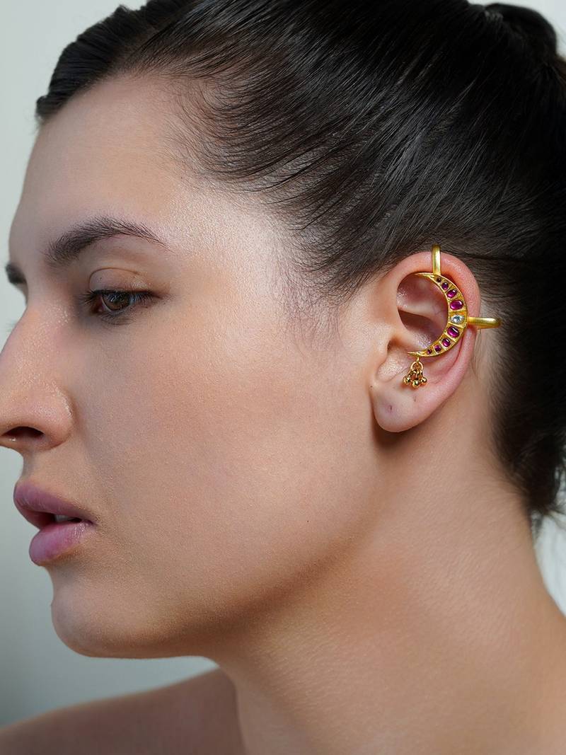 Gold plated kundan pink stone earrings