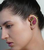 Gold plated Pink stone Ear cuffs